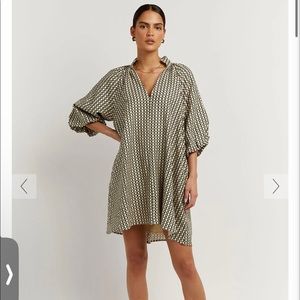 DISSH MARLOW BEIGE GEO SMOCK DRESS